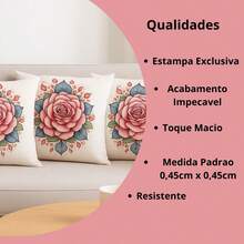 Basic, Simple Decorative Cushion Cover Set, 4 Pieces, Soft Silk Touch, For Sofa, Armchair, Bed - 粉色 - 查看 2