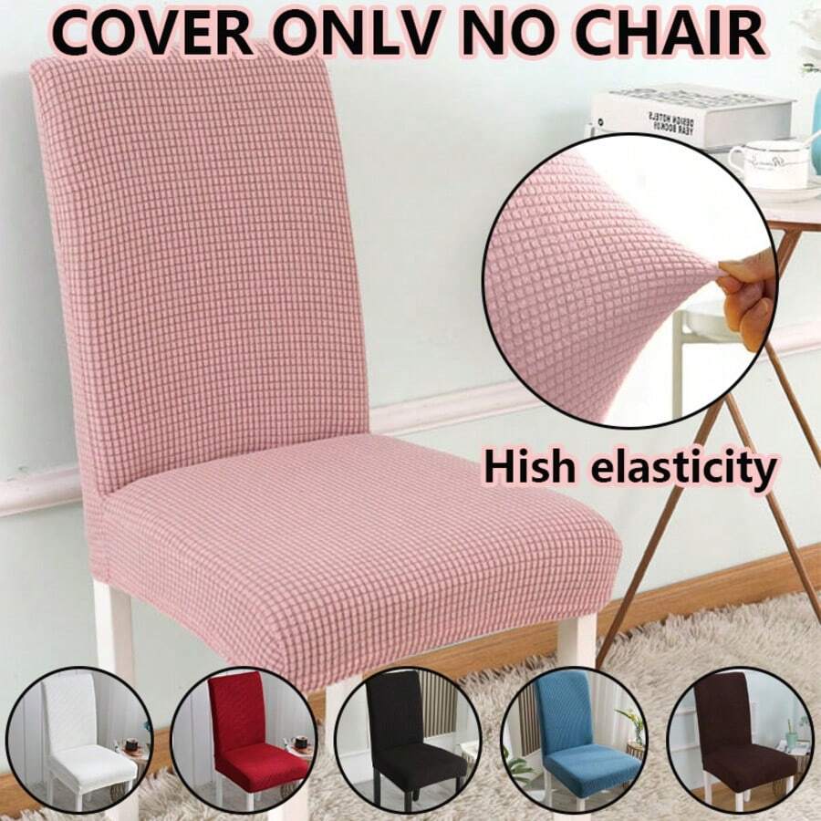 1/4/6pcs Solid Color Jacquard Dining Chair Covers, Stretch Removable Washable Chair Seat Covers For Home, Restaurant, Hotel, Kitchen - Multicolor - View 1