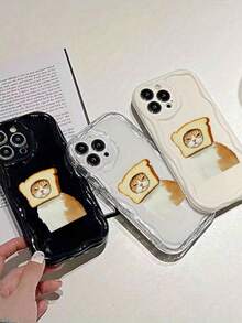 This Cute, Flower-Basket Cat Clear Phone Case Is Made Of TPU And Compatible With The Apple 11-17 Pro Max Series. The Clear Case Protects Against Drops While Showcasing The Phone's Natural Color, Achieving Both Aesthetic Appeal And Practicality. It's A Must-Have For Any Girl, And Will Turn Heads On Your Everyday Walks Around Town! - 黑色 - 查看 2