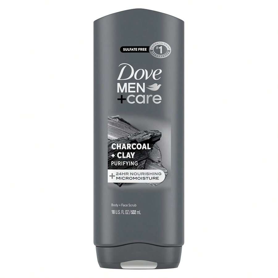 Dove MEN + CARE Body And Face Wash Purifying Charcoal + Clay Body Wash For Men With 24-Hour Nourishing Micromoisture Technology 18 Oz, Holiday Grooming, New Year Fresh Start - màu đen - Xem 1