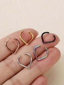 Conjunto de 5 ou 3 piercings de nariz falsos em formato de coração, ideais para o nariz e septo, e também para orelha. Não precisam de furo na orelha, perfeitos para uso diário e festas. - Multicolorido 2 - Ver 3