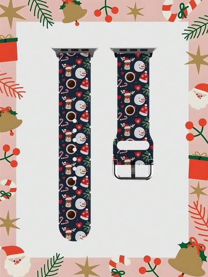 1 correa de reloj TPU con diseño de hombre de jengibre navideño, compatible con relojes Ultra/SE/9/10/8/7/6/5/4/3/2/1 de 38/40/41/42/44/45/49 mm.