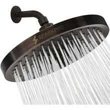 SparkPod Cabezal de ducha de lluvia de presión, los mejores cabezales de ducha para baño, ángulo ajustable para la máxima ducha de baño, instalación en 1 minuto, ajuste universal (negro mate)(8" Round ‎Bronce aceitado clásico - 8" Round) - Multicolor - Ver 2
