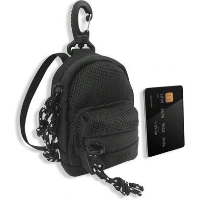 - Bolsa para monedas para hombre, llavero de cambio pequeo, bolso tipo portafolios para mujer, bonito cinturn con cierre para hombre, accesorios para mochila, Negro - mochila