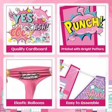 TYUI Hero Party Decoration Hero Happy Birthday Banner Pink Spidey Theme Pennant Flag Banner Cake Toppers Latex Balloons For Spider Girl Birthday Baby Shower Party Supplies - 粉色 - 查看 7