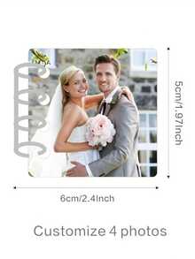 Customized Acrylic Wedding Photo Albums With Four Photo Keychains, Personalized DIY Multi-Page Photos, Decorative Signs And Plaques For The Living Room, Bedroom, And Office, Couple, Classmate, And Family Albums, Perfect As Commemorative Gifts For Wedding, Christmas, Valentine's Day, And Thanksgiving - Multicolor - View 3