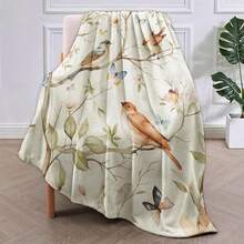 Birds And Butterflies Throw Blanket Gifts, Soft Cozy Fleece Blanket With Nature Floral Print, Blanket For Couch Bed Sofa, Perfect For Nature Lovers And Spring Decor, 50x60 In - Color328 - View 2