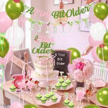 Martini Bow Birthday Party Decorations, Green Pink Glitter A Tini Bit Older Garland Cake Topper Balloons Women  Martini Bar Birthday Bachelorette Bridal Shower Party Supplies - Hồng - Xem 2