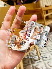 Customized Acrylic Wedding Photo Albums With Four Photo Keychains, Personalized DIY Multi-Page Photos, Decorative Signs And Plaques For The Living Room, Bedroom, And Office, Couple, Classmate, And Family Albums, Perfect As Commemorative Gifts For Wedding, Christmas, Valentine's Day, And Thanksgiving - Multicolor - View 1