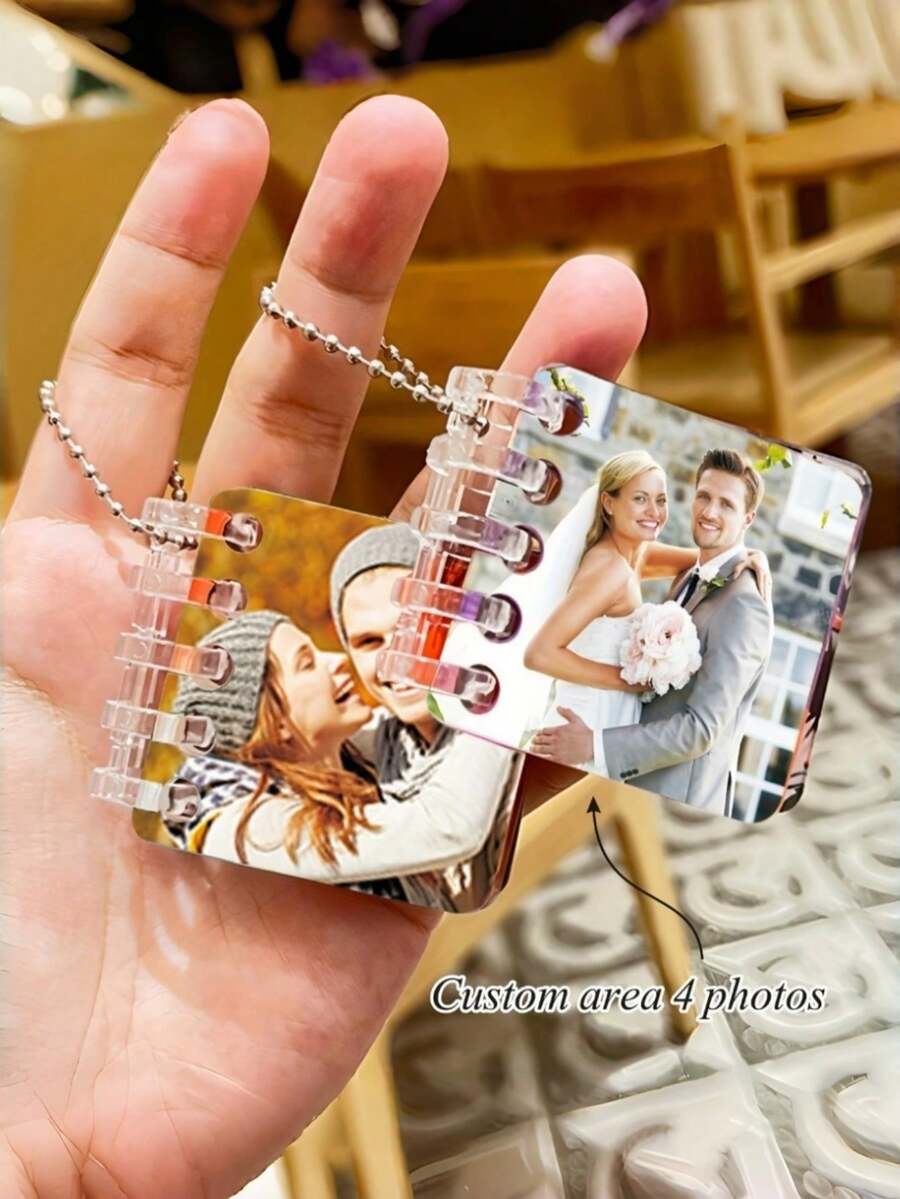 Customized Acrylic Wedding Photo Albums With Four Photo Keychains, Personalized DIY Multi-Page Photos, Decorative Signs And Plaques For The Living Room, Bedroom, And Office, Couple, Classmate, And Family Albums, Perfect As Commemorative Gifts For Wedding, Christmas, Valentine's Day, And Thanksgiving - Multicolor - View 1