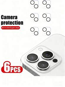 6-Pack Tempered Glass Camera Protector Compatible With Apple 11/12/13/14/15/16/17 Series, Full Lens Coverage, Smooth Screen Protector, Suitable For IPhone 11 Pro/12 Pro/13 Pro/14 Pro/15 Pro/16 Pro/17 17 Pro 17 Pro Max 17 Air Models - Clear - View 17