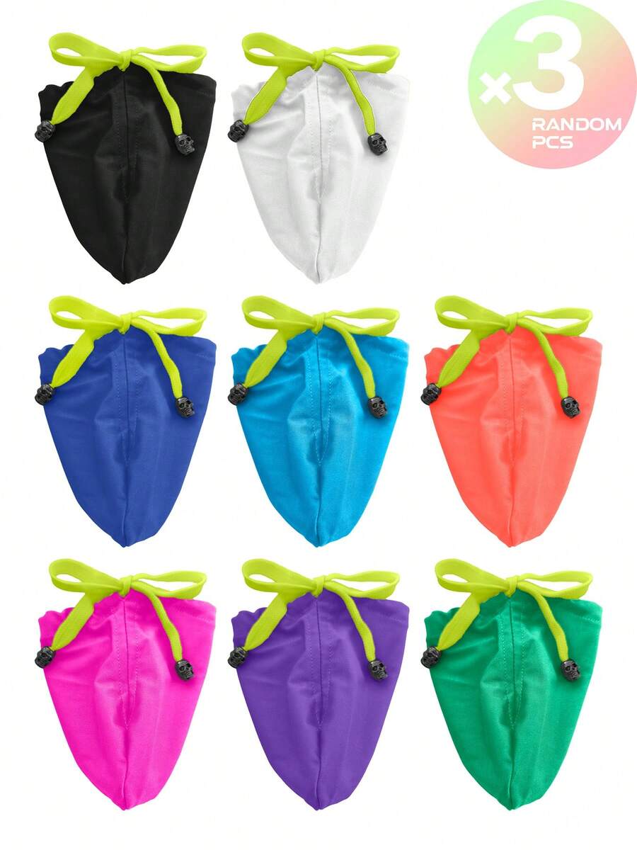 2-Pack/3-Pack New Men's Sexy String Pouch - Seamless With Drawstring, Swimwear Compatible, Lightweight Quick-Dry, Random Solid Colors, One Size, Ideal For Swimming, Sports & Vacation - Random 3 - View 1