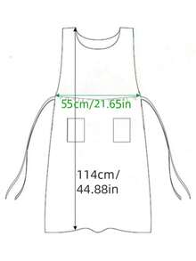 Apron, Round Neck, Length Adjustable, Side Fork, Large And Diverse System, Two Pockets, Kitchen, Housework,Garden, Handmade - Green - View 8