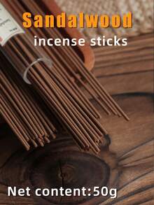 50g (Approx. 110pcs) Sandalwood Incense Sticks, Natural Incense Sticks, Suitable For Sleep, Chatting, Tea Drinking, Work, Living Room, Dining Room, Bedroom, Bathroom, Tea Room And Other Home Environments, For Home Fragrance.