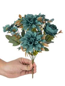 1/3/80件人造玫瑰花束、刺繡球、牡丹混搭花卉、新娘花束、婚禮裝飾、DIY花環材料、生日派對裝飾材料、家居餐廳、客廳、花瓶、戶外花園、秋季裝飾、情人節、新年禮物 - 藍色 - 查看 6