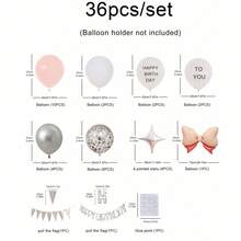 Kinder Geburtstags Party Ballon Set, beinhaltet Schleifen, Wimpelketten, rosa, blau, roségold, gold Hintergrund Dekorationen - Verschiedenfarbig - Übersicht 3