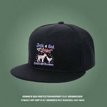 A cap with a black and extremely fitting illustration of "Just a Girl WHO Loves Goats and Chickens" haphop baseball cap retro low cap breathable ball cap duck cap large head around sports snapback cap small head around snapback low cap flat bill cap Baseball cap duckville cap baseball cap graphic print snapback cap unisex fashionable visual - ブラック - チェックする 4
