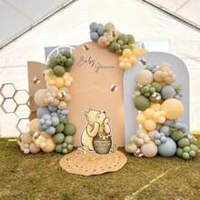 TYUI Classic Winnie Cutouts And Green Balloons Arch Kit Set Pastel Balloons For Pooh Baby Shower Decorations Birthday Party Supplies - 綠色 - 查看 5