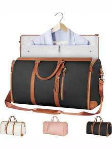 Garment Bag For Travel,Carry On Garment Bag,3In 1 HangingSuitcase Suit Weekender Travel Bag,Set Of 2 With WashBag,Convertible Garment Bag With Shoulder Strap,HangingSuitcase Suit Travel Bags Gym Bag Big Bag Overnight Bag ForSport For SchoolFor Holidav,Transparent Wash Bag Color Random Bag For School School Accessories School Stuff Travel Essentials Holiday Vacation Duffle Bag Luggage Suitcase Travel Bag For Women - 黑色 - 查看 2
