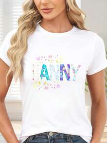 Camiseta de  con Estampado Floral y Letras RANNY para Ocasiones Casuales y Festivas - Blanco - Ver 6