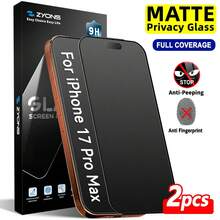 ZYONS 2pcs Matte Privacy Screen Protector, Compatible With IPhone 17 Pro Max 6.9 Inch, Tempered Glass, Full Coverage Anti-Peep, Anti-Theft, Anti-Glare, 9H+ Hardness, Anti-Fingerprint, Compatible With Phone Case, Compatible With IPhone 17 Pro Max, 17 Air, 16 Pro Max/16 Pro/16 Plus/16/15 Pro Max/14 Pro Max - 2pcs - View 27