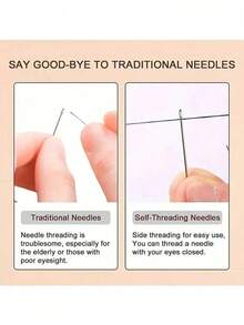 12pcs Hand Sewing Needles Set With Needle Threader, Stainless Steel Embroidery Knitting Needles In Clear Storage Box For Clothing Diy Craft - Single Size - View 8