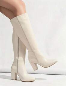 Women Mid-Calf Boots - 米色 - 查看 2
