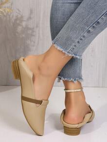 Sepatu Loafer Wanita Nyaman, Lembut, Sol Dalam, Gaya Retro, Ujung Lancip, Minimalis, Elegan, Warna Aprikot, Serbaguna, Hak Rendah, Cocok untuk Semua Musim, Ukuran Besar, Sepatu Balet - Aprikot - View 4