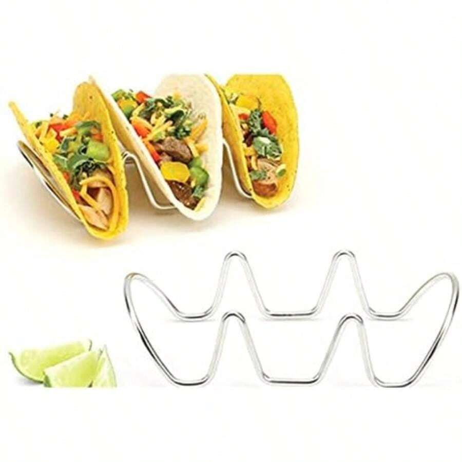 Soporte para Tacos en Forma de U, Estante de Acero Inoxidable con Diseño Suave y Versátil, Doble Cara para Hornear, Pancakes, para Reuniones Familiares, Restaurantes, Banquetes(3 Cuadrícula) - Multicolor - Ver 1
