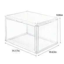 Caja de almacenamiento multiusos con transparencia total, caja de exhibición apilable de plástico a prueba de polvo y protección contra la marea, caja de zapatos de simplicidad moderna - Transparente - Ver 2