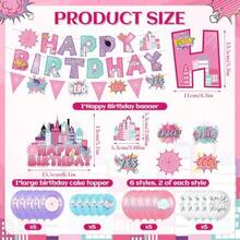 TYUI Hero Party Decoration Hero Happy Birthday Banner Pink Spidey Theme Pennant Flag Banner Cake Toppers Latex Balloons For Spider Girl Birthday Baby Shower Party Supplies - 粉色 - 查看 6