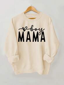 2026 New Year Cotton Sweatshirt Plus Size Letter Print Sports Shirt, Spring And Autumn Round Neck Casual Sports Shirt, Women's Plus Size Loose And Comfortable Winter Clothes For Women - 淺灰色 - 查看 8