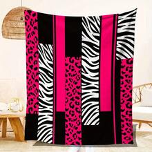 Ultra-Soft Cheetah Pink Flannel Throw Blanket - Versatile & Warm For Bed, Sofa, Car Travel | Machine Washable, All-Season Comfort, HKStorage - 多色2 - 查看 1