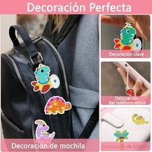 Kit de Pintura de Diamantes para Nios, 15 Painting y 50 Pegatinas, Pegatinas de Pintura de Diamantes con Herramientas de Pintura, Llaveros Artes y Manualidades para Nias Sirena - Dinosaurio - Ver 6