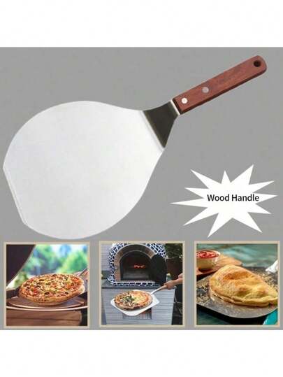 Non Stick Pastry Stainless Steel Kitchen Lifter Round Spatula Pizza Peel Paddle Hanging Hole Baking Tool Cake Shovel Chef