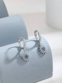 Hihho Cubic Zirconia Decor Drop Earrings - Silver - View 9