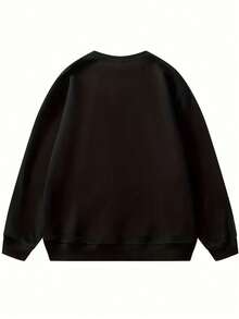 Vintage Distressed 'It's No Use Jo' Women Sweatshirt Casual Pullover With Bold White Text Round Neck Machine Washable For FallWinter - Black - View 3