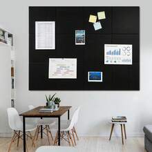 6 Pcs 47*35 Inches Self Adhesive DIY Felt Board Wall Sticker, Soft Wooden Board Display Board, Kindergarten Message Board, Memos, Bulletin Board, Photo Wall With Adhesive Backing - Black - View 4
