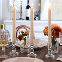 1个优雅透明烛台，天然水晶设计，适用于家具装饰、家居桌面装饰、婚礼中心装饰、办公室装饰、户外花园装饰、房间装饰、家庭聚会、餐桌装饰、婚礼、活动、家居装饰氛围烛台、生日礼物、情人节礼物、母亲节礼物、父亲节礼物。 - 彩色 - 查看 15