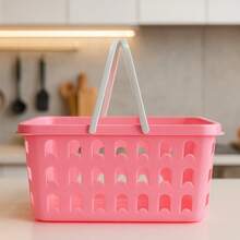 Cesto para prendedores, cesto multiuso com alça ROSA - Rosa Bebê - Visão 3