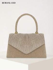 REMANLAND Luxury And Elegant Women's Envelope Bag, Solid Color Pleated Evening Handbag, Suitable For Women's Party, Wedding, Dinner, Banquet Evening Bag, Suitable For Party Girls, Ladies, Suitable For Women To Attend Parties, Weddings, Dances, Dinner/Banquets, The Best Gift For Women - Champagne - View 1