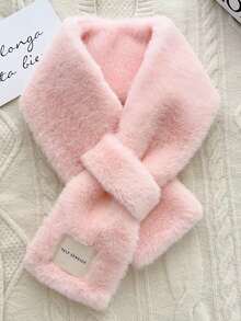 女士仿兔毛围巾，厚实保暖，韩式可爱交叉毛领，适合日常生活、工作、购物、秋冬季佩戴。 - 彩色 - 查看 16