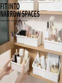 1 pieza Organizador de maquillaje ajustable, caja de almacenamiento de cosméticos y cuidado de la piel para tocador, bandeja de compartimentos para escritorio - Multicolor - Ver 6