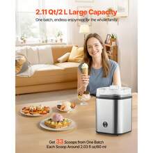 Ice Cream Maker, 2.11 Qt. Large Capacity, Electric Automatic Ice-Cream Machine, With Easy Operation & Cleaning, Stainless Steel Shell, For Homemade Frozen Yogurt, Fruit Sorbet, Gelato, Silver - Xem 2