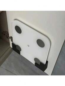 2件套壁挂式体重秤收纳架 - 无痕胶粘安装，耐用塑料材质，节省空间，适用于浴室和家庭健身房，时尚设计，结构坚固，配有收纳盒。适合返校季、派对和节日、夏季以及婚礼装饰。