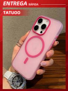1PC Jelly Color Matte Magnetic Phone Case, PC+TPU Shockproof Hard Shell, Compatible With IPhone11/12/13/14/15ProMax - Pink - View 6