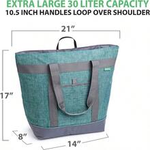 Jumbo Insulated Cooler Bag With HD Thermal Foam Insulation. Premium Quality Soft Cooler Makes A Perfect Insulated Grocery Bag - Green - View 3