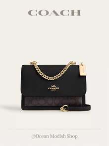 Klare Crossbody Bag In Signature Canvas With Rivets Coach Bag Chain Bag Leather Handbag Small Flap Square Bags For Women Purses Gift For 2026 Mother's Day - màu đen - Xem 1