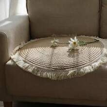 1 pièce Tapis rond tressé fait main nordique, lavable pour la chambre à coucher, la coiffeuse - Nude - Voir 5