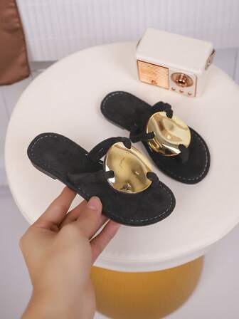 1 Pair Children's PU Casual Fashion Slippers, Suitable For Summer